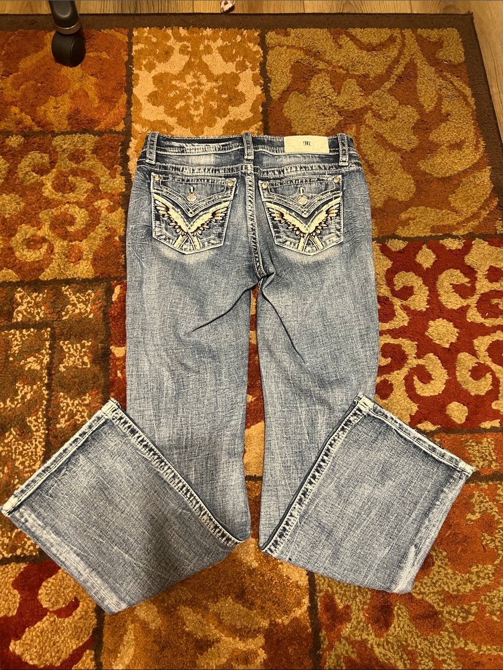 Miss Me Light Blue Embroidered Back Pocket Flare Jeans